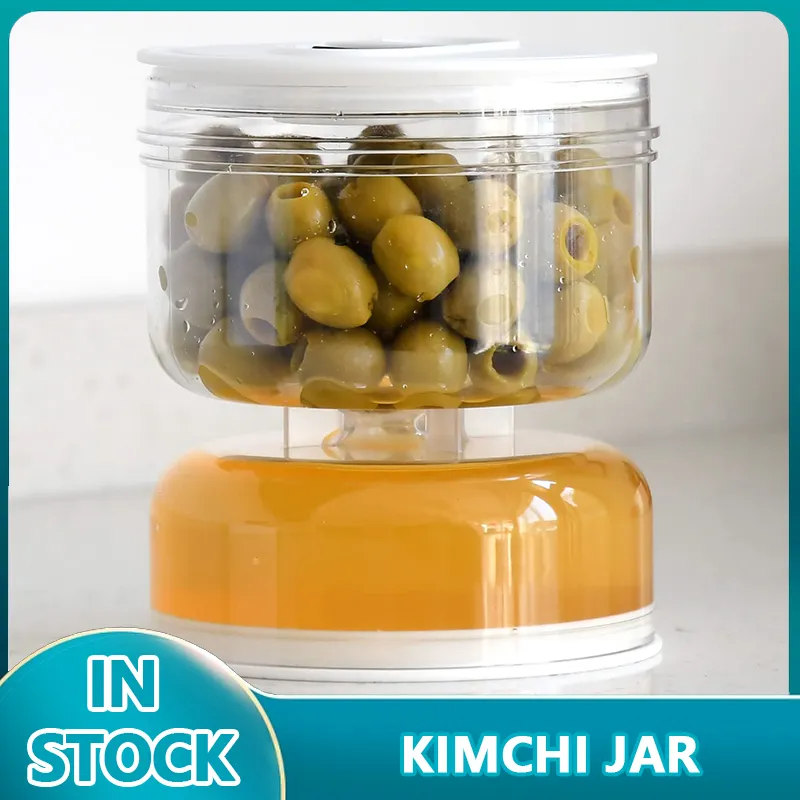 New Sealed Jar for Pickles Home Dry and Wet Dispenser Pickles and Olives Hourglass Jar Cucumber Container Food Juice Separator