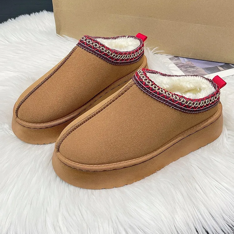 New Winter Retro Women Snow Warm Suede Leather Lazy Loafers Boots Shoes Woman Lady Female Flat Bottine Botas Boots Mujer Shoes