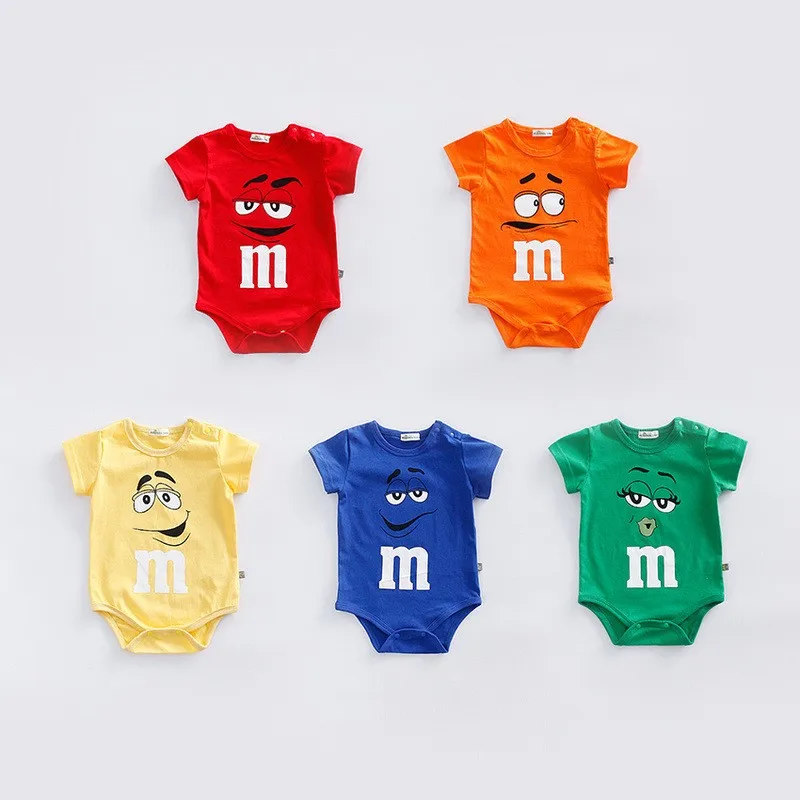 Newborn Baby Summer Rompers 100% Cotton Infant Body Short Sleeve Baby Jumpsuit Chocolate M-bean Baby Boy Girl Clothes