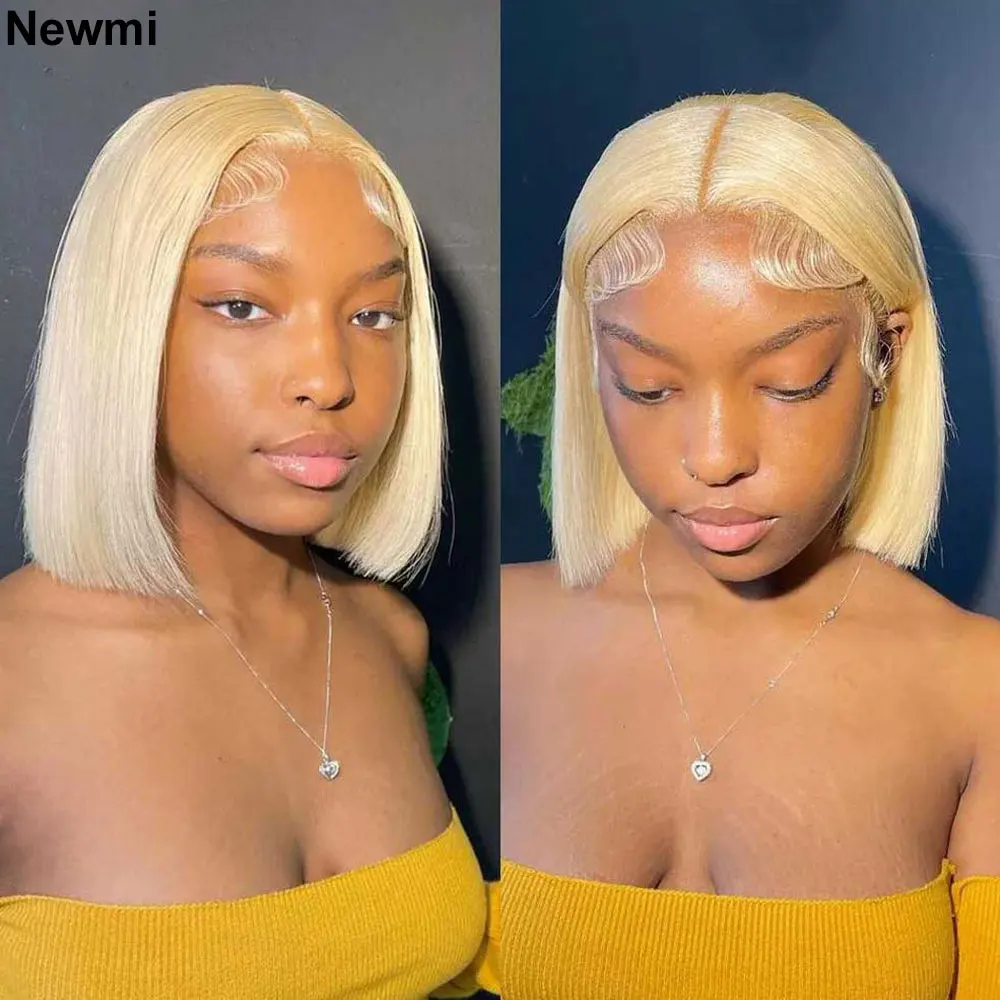 Newmi Blonde Bob Wig Lace Front Human Hair Wig Straight Hair 613 Bob Wigs 13×4 Full Lace Frontal Wig for Women Pre Plucked