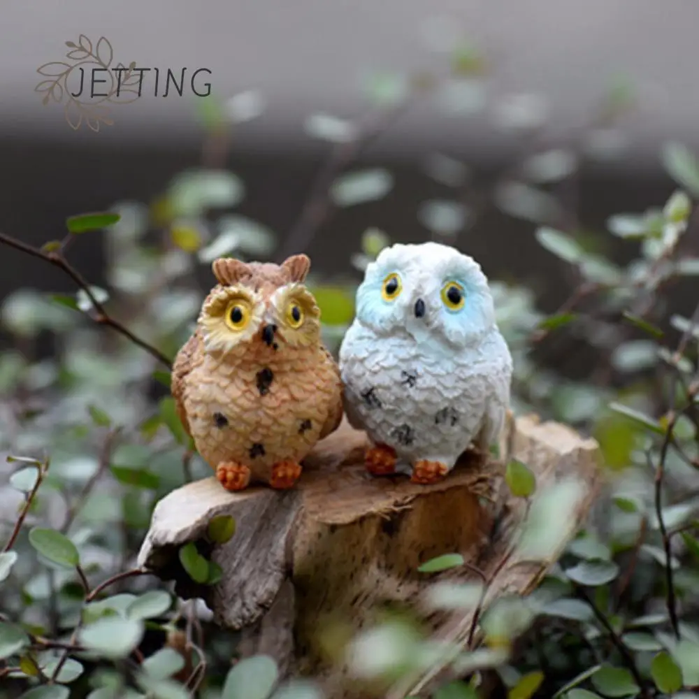 Night Owl Figurine Miniature Resin Fairy Garden Mini Animal Statue Toy For Micro Landscape Pots Moss Terrarium Decor