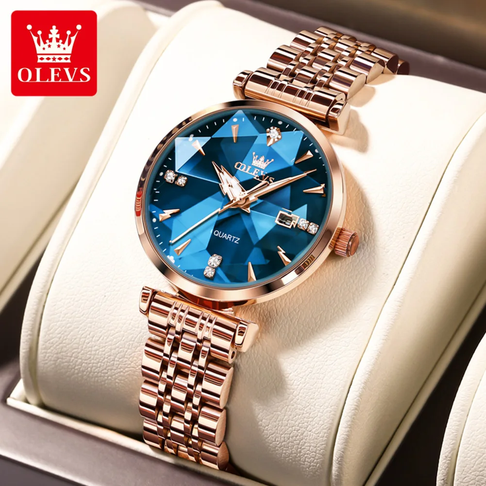 OLEVS Women’s Watches Jewelry Quartz Watch Waterproof Stainless steel Strap Rose Gold Watch for Women Fashion Watch Bracelet Set