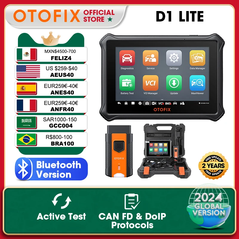 OTOFIX D1 Lite Bluetooth Car Diagnostic Tool OBD2 Scanner Bi-Directional Automotive Scan Tool 2 Years Free Update Active Test