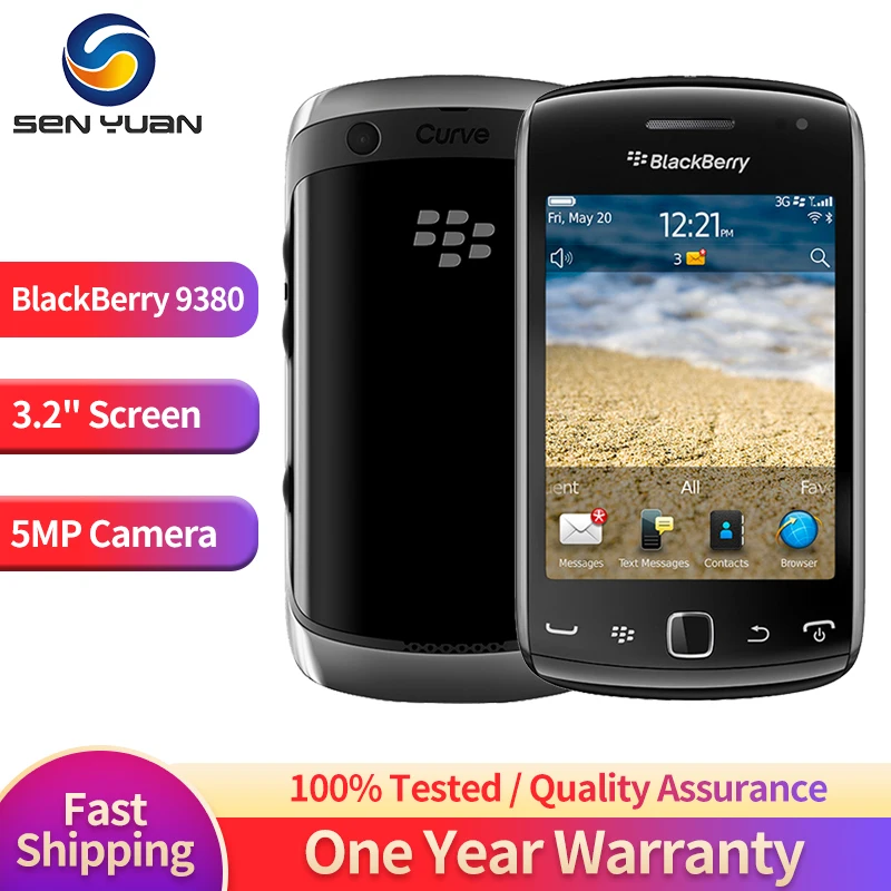 Original Blackberry Curve 9380 3G Mobile Phone 3.2” TFT Display CellPhone 5MP Camera WIFI BlackBerryOS Smartphone