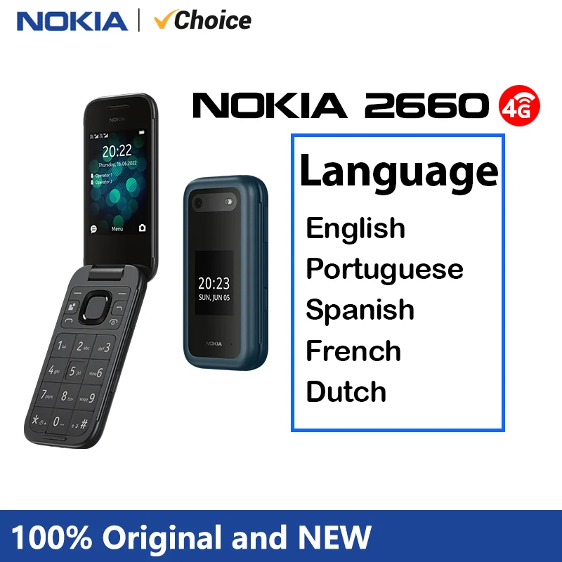 Original Nokia 2660 Flip 4G Feature Phone Dual SIM 2.8