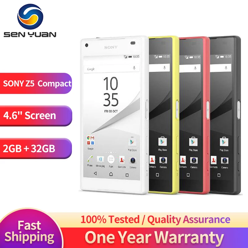 Original Sony Xperia Z5 Compact E5823 SO-02H 4G Mobile Phone 4.6” 2GB RAM 32GB ROM 23MP+5.1MP Octa Core Android Cellphone