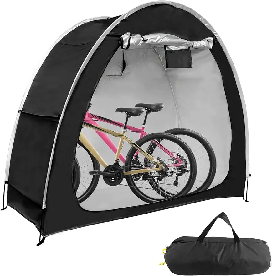 Outdoor Bike Covers Storage Shed Tent, 210D Oxford Foldable Waterproof Bicycle Shed for Bikes, Garden Tools, Lawn Mover