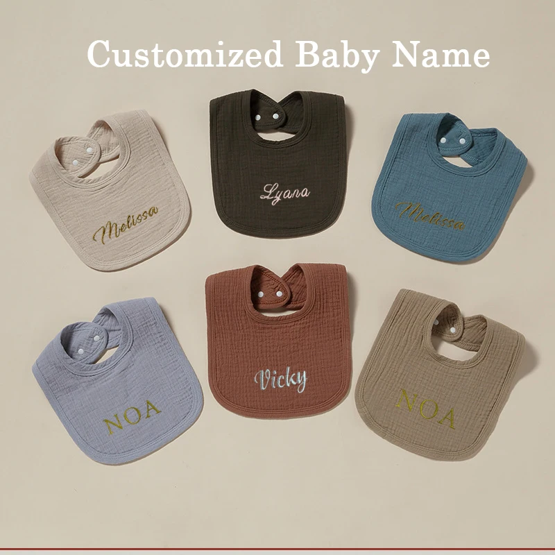 Personalized Baby Gift Name Baby Feeding Drool Bib Burp Cloth For Newborn Baby Bib Girl Bibs For Boy Baby Bib Cotton Towel Infan