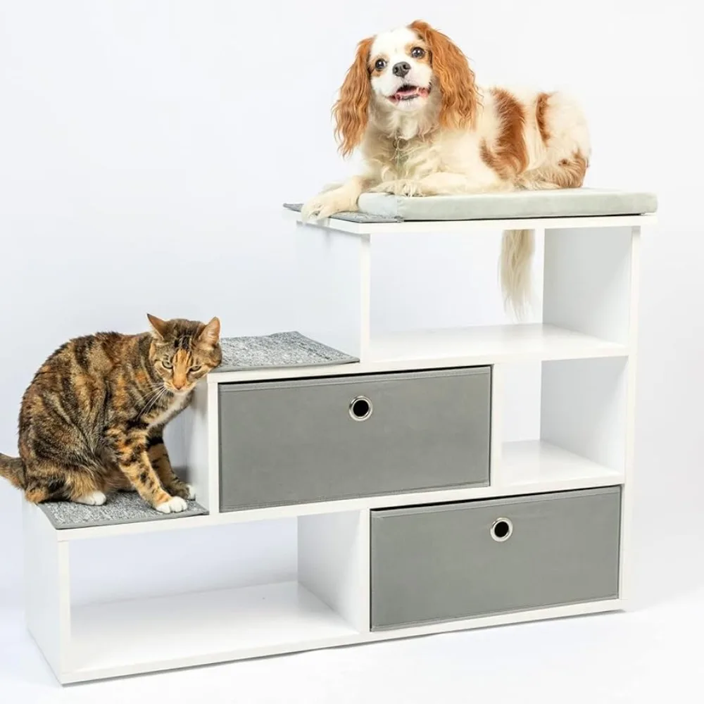 Pet Supplies Pet Step Window Perch Bookshelf W/ Storage Baskets |28” Tall Dog & Cat Perch Free Shipping Products Home Garden