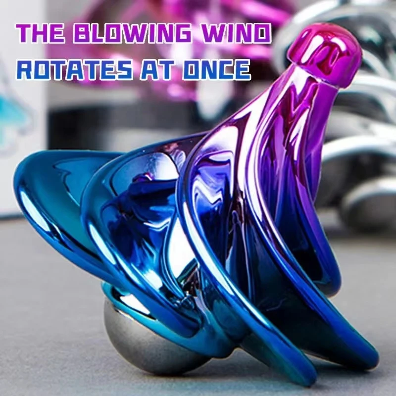 Pneumatic Gyro Portable Fingertip Decompression Desktop Toy Wind Blowing Rotating Multicolor Gyro Children’s Birthday Xmas Gifts