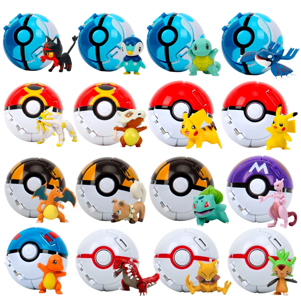 Pokemon Elf Ball Pokeball Anime Figure Cartoons Pikachu Charizard Piplup Kyogre Pocket Monster Pet Anime Action Model Toy Gifts