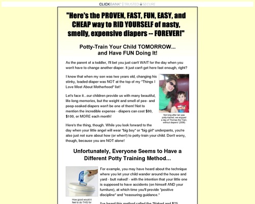 Potty Training Book Earns 75%, Great Pitch Page, Great Banners/Ads!