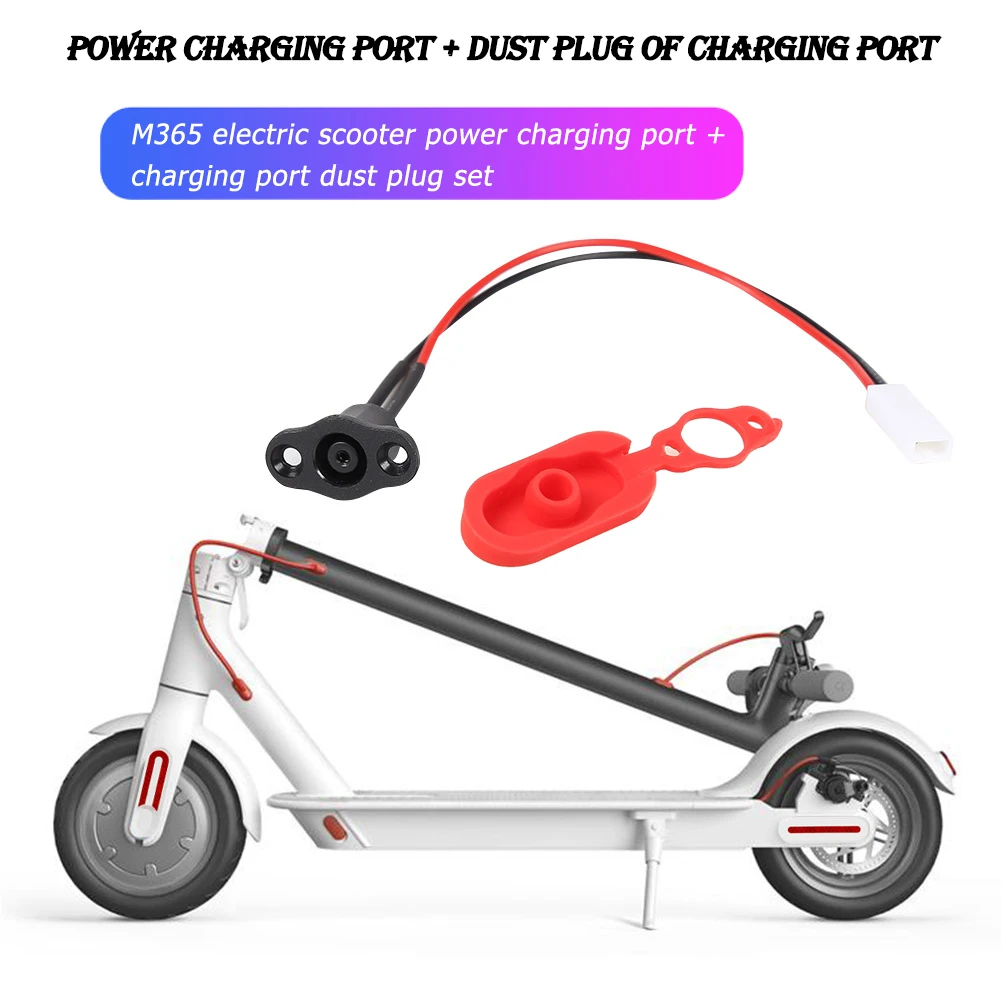 Power Charger Cord Cable Plug Cover Set Outdoor Electric Scooter +Charging Port Scooters Sports Entertainment for M365