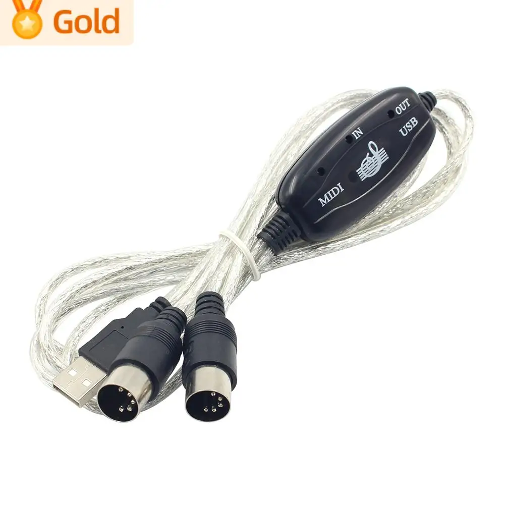 Professional MIDI Cable USB IN-OUT PC to Music Electronic Keyboard Adapter Cord