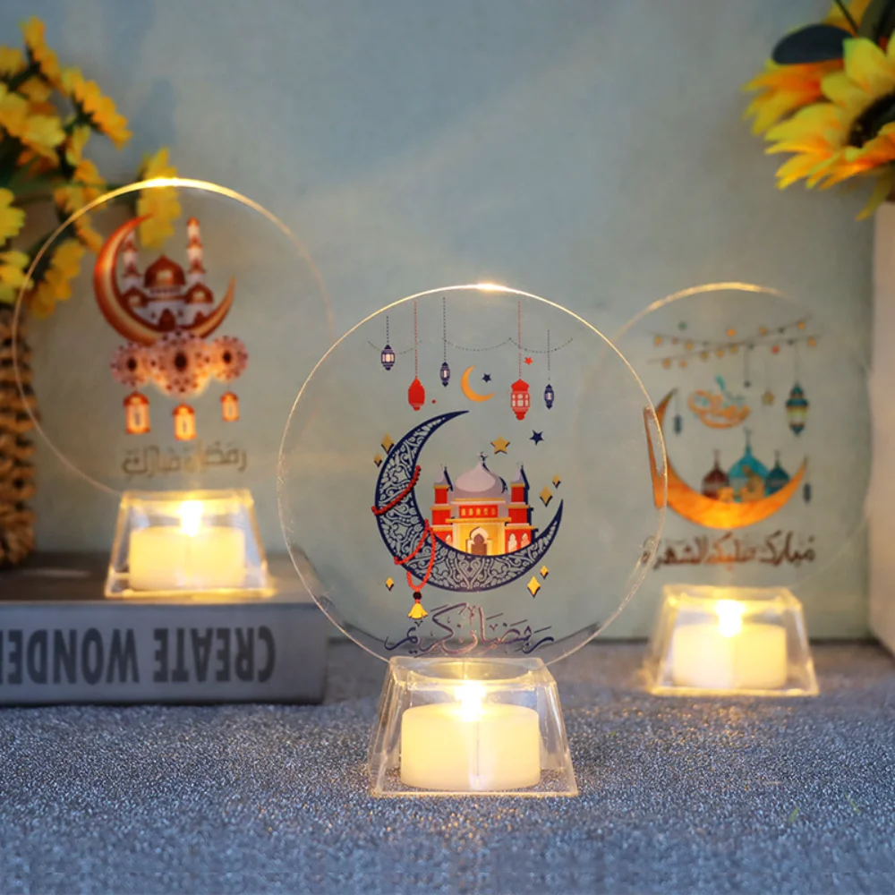 Ramadan Home Decorations 2024 LED Candle Night Light Ornaments Islamic Muslim Eid Mubarak Party Decor Supplies Eid Al Adha Gifts