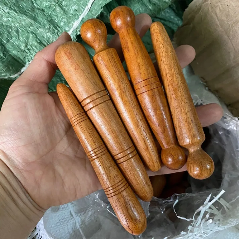 Red Rose Pear Round Head Fragrant Wood Bead-shaped Acupoint Massage Stick Wooden Beauty Auxiliary Tool Massager Accessories