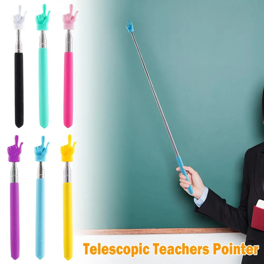 Retractable Teacher Pointer Finger Design Stainless Steel Telescopic School Teaching Pointer Stick Teacher Supply For Classroom