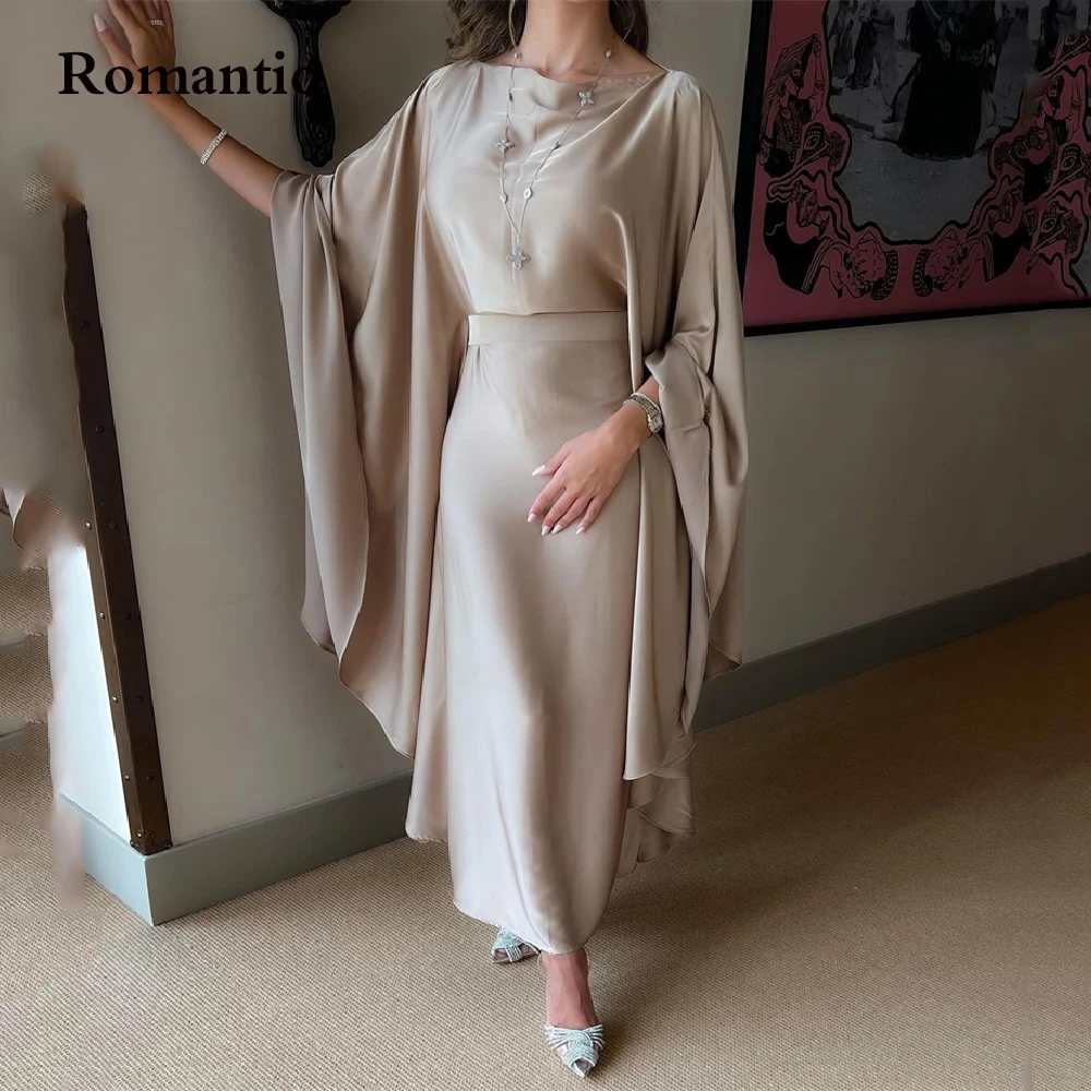 Romantic Bat Sleeves Evening Dress Boat Neck Saudi Arabia Tea Length Short Prom Gowns Vestido de festa For Special Occasion 2022