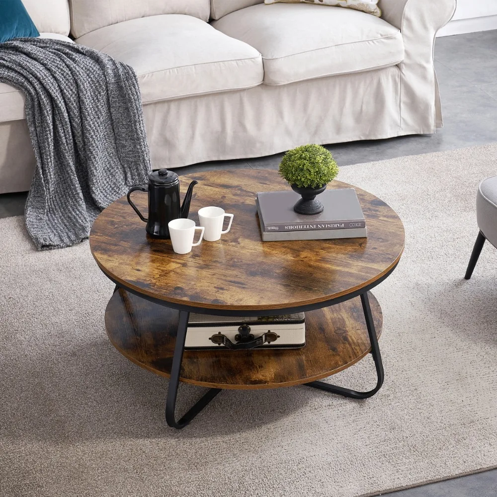 Round Coffee Table With Open Storage 38.5