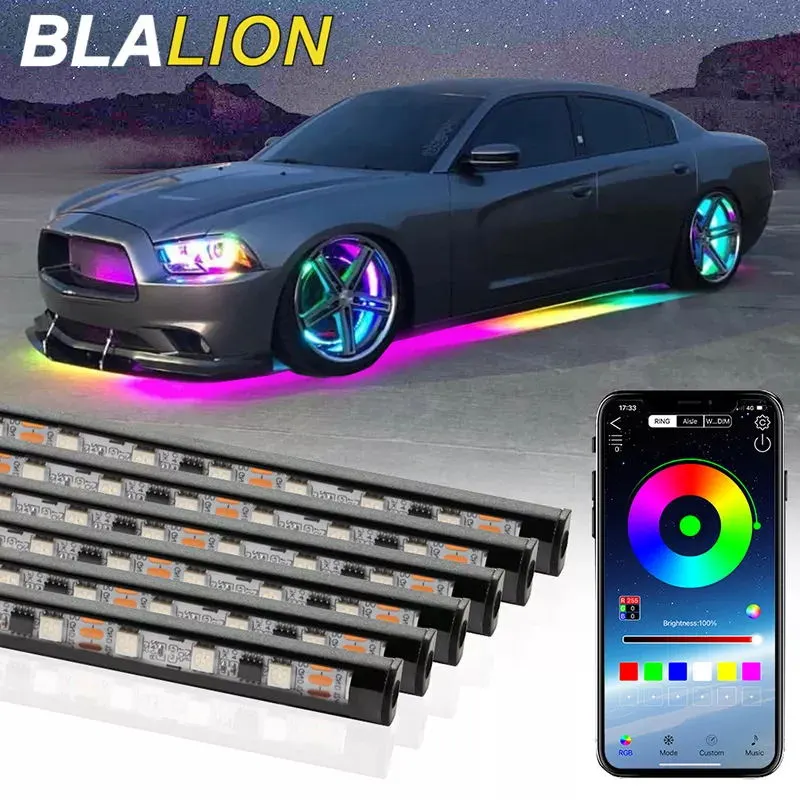 SEAMETAL Car Flexible Underglow Strip Light LED Underbody Remote APP Control RGB Neon Lights Atmosphere Lamp for Auto Decoration