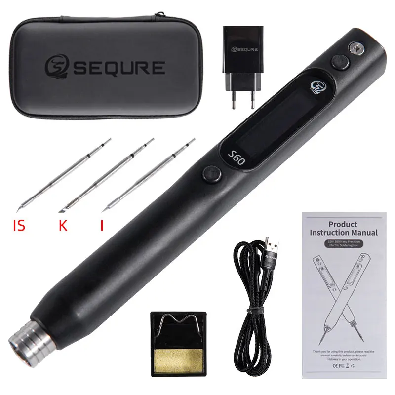 SEQURE S60 Nano Soldering Iron Support PD/QC Power Supply Compatible with C210 Solder Tips Repair Tool Anti-static Soldering Pen