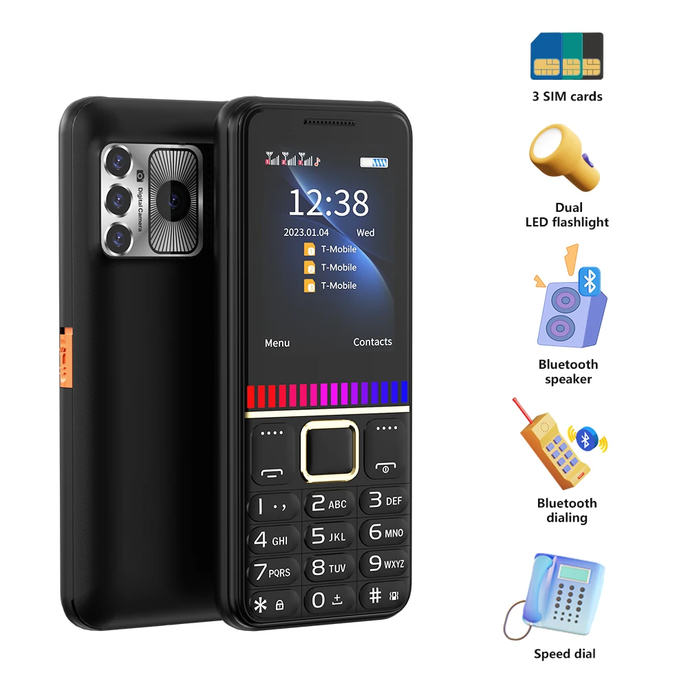 SERVO 2175 3 SIM Mobile Phone 2G GSM Dual Flashlight Loudspeaker Bluetooth Call Magic Voice Blacklist MP3 Big Button Telephones