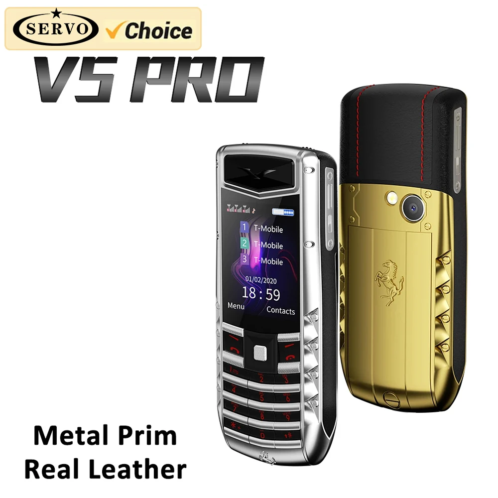 SERVO V5 PRO Metal Body Luxury Mobile Phone Dual SIM Cards Bluetooth Dial 2G Network Speed Dial Magic Voice Real Steel Cellphone