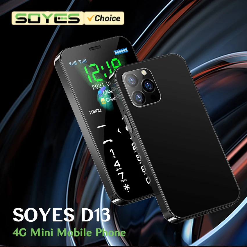 SOYES D13 4G LTE Mini Mobile Phone 1.77 Inch Touch Screen Keyboard Cellphone 900mAh Dual SIM Type-C SOS Small Celular Phone