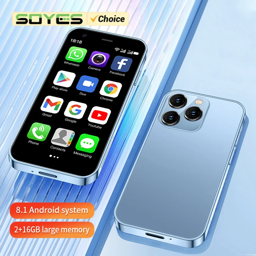 SOYES XS15 Mini Android8.1 Smart Phone 3.0 Inch Display 2GB RAM 16GB ROM Dual SIM Standby Play Store 3G Little Phone