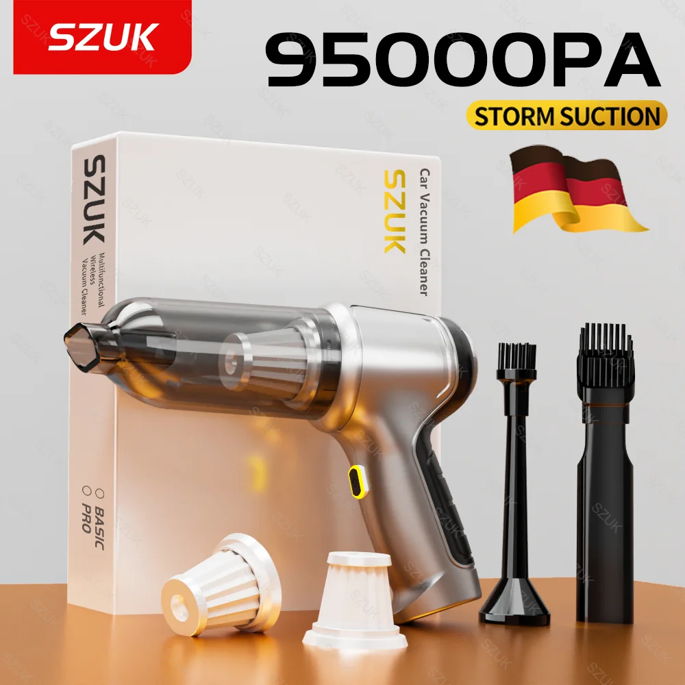 SZUK 95000PA Car Vacuum Cleaner Mini Powerful Cleaning Machine for Car Strong Suction Handheld Wireless Portable Home Appliance