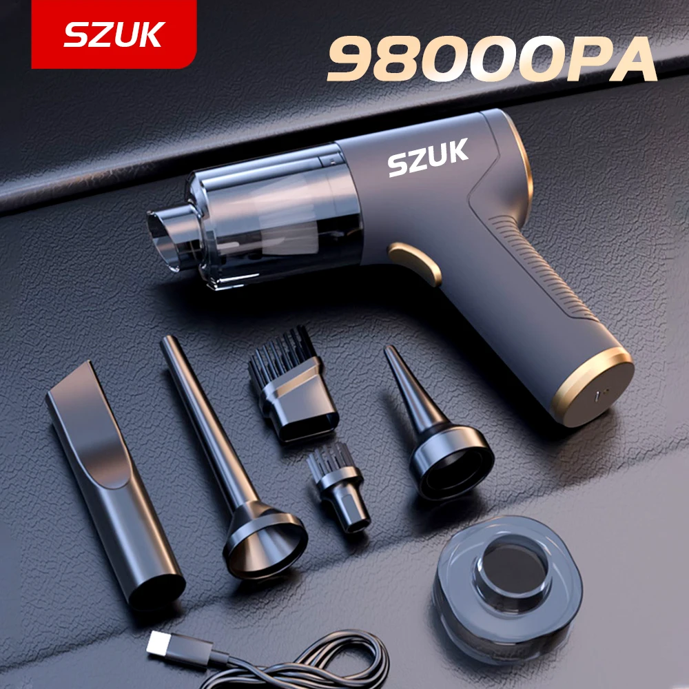 SZUK 98000PA Car Vacuum Cleaner Wireless Portable Cleaning Machine for Car Home Appliance Powerful Handheld Cleaner for keyboard