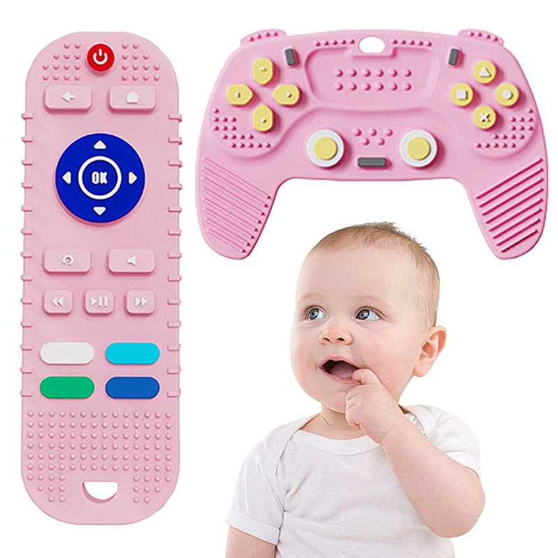 Silicone Baby Teething Toys Remote Control, Remote Control Game Controller Silicone Teething Toy for Babies 6-12 Months Gifts