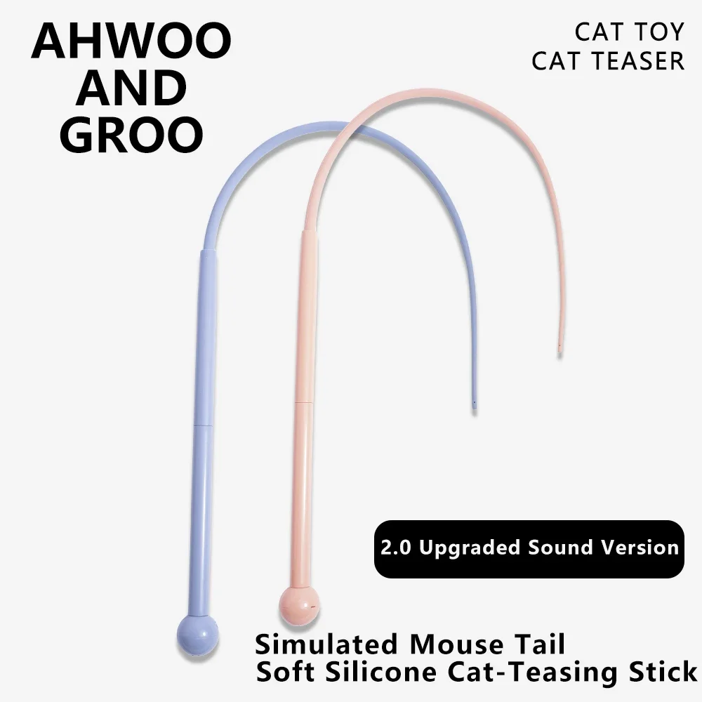 Simulated Mouse Tail Cat Toys Cat Teaser Funny Stick with Bells Silicone Long Tail Pet Interactive Toys for Kitten Pet Supplies