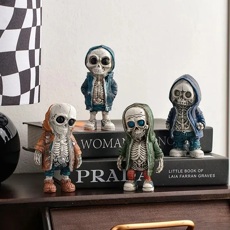 Skeleton Doll Resin Jewelry Character Statue Home Creative Cool Room Decor Panel Trendy Street Decoration Personalised Retro