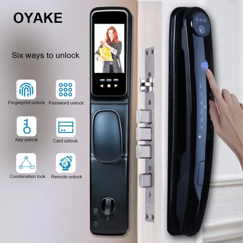 Smart Door Lock Electronic Peephole Biometric Fingerprint Password Card Key Unlock U Smart Go Remote ManagementUltra-clear Big Scre