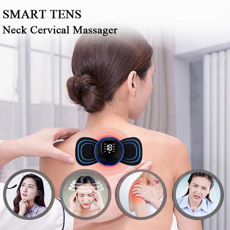 Smart Electric Neck Cervical Massager Gel Pads Portable Mini Body Massager Stickers For Muscle Relax Pain Relief Neck Massager