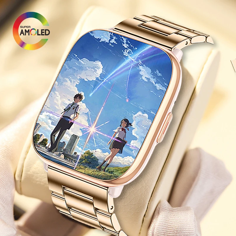 Smart Watch Women AMOLED Full Screen Buletooth Call Watch Lady Health Monitoring Bracelet Sport IP68 Waterproof Smartwatch Women