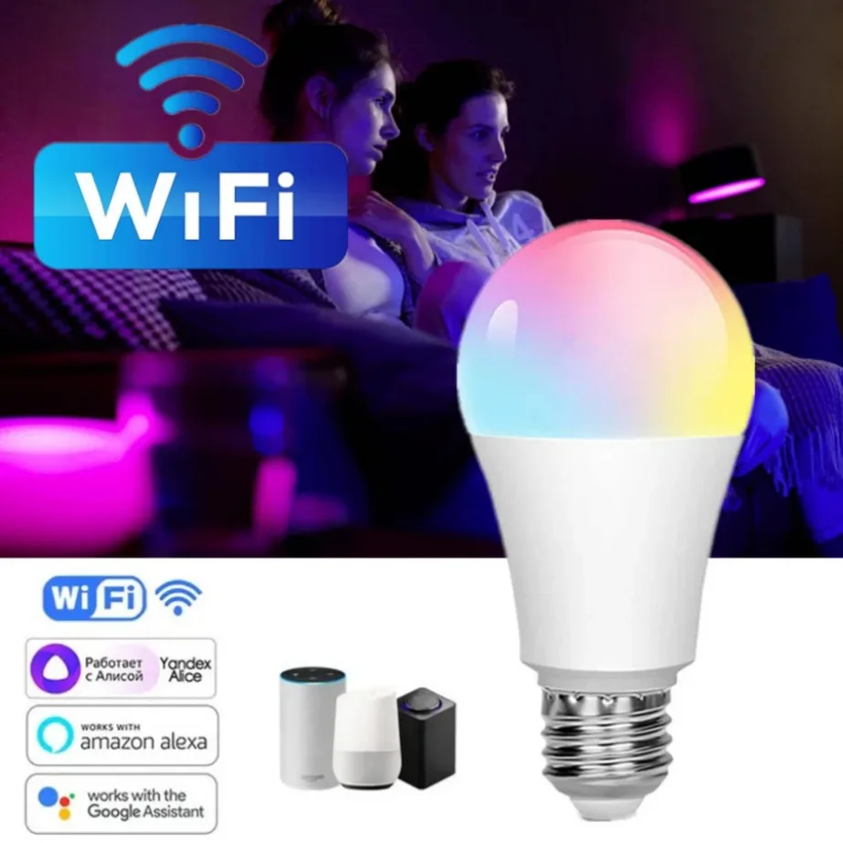 Smart WiFi Led Bulb 15W RGB LED Light Cozylife APP Dimmable Lightbulbs Works With Alexa Google Home Voice Control Magic LED Lamp