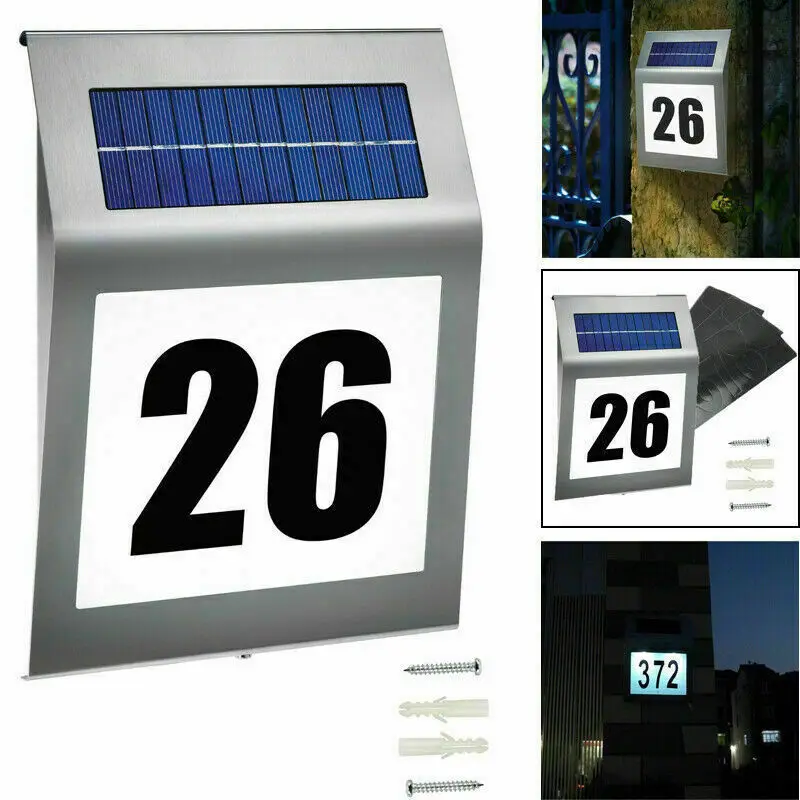 Solar House Number Plaque Light with 200LM Motion Sensor Sign Numbers for Home Garden Door Solar Lamp Lighting Lights Address