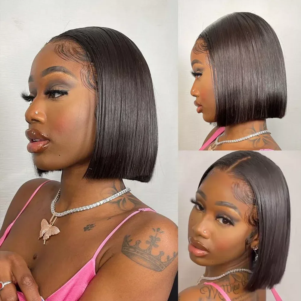 Straight Bob Wig Human Hair 4×4 HD Lace Front Human Hair Wigs 150% Density Short Bob Wigs For Black Women Brazilian Pre Plucked