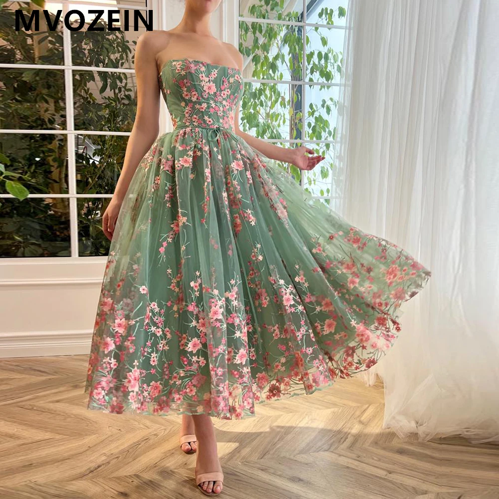 Strapless Short Prom Dress Puffy Skirt Tea-Length Cocktail Party Dresses Backless Special Occasion Dress Gowns