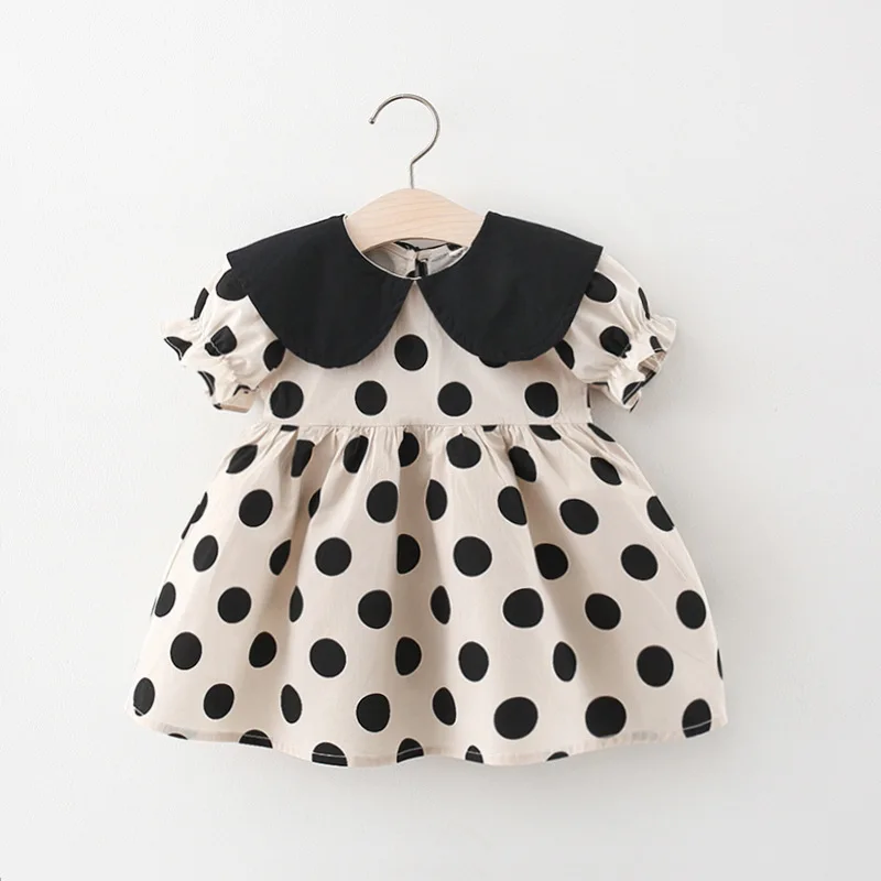 Summer Girls Kids Princess Short Sleeve Dress Children Baby Infants Dot Polka Pleated Dresses Casual Vestidos