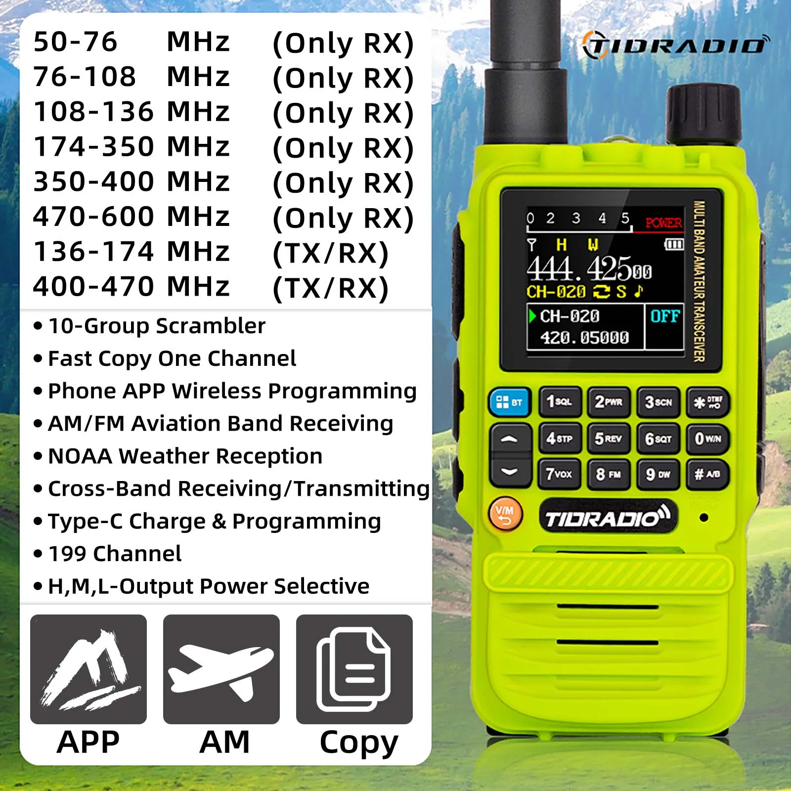 TIDRADIO H3 Multifunctional Walkie Talkie Phone Phone App Wireless Programming Camp Air Band Long Wireless Range Radio Station