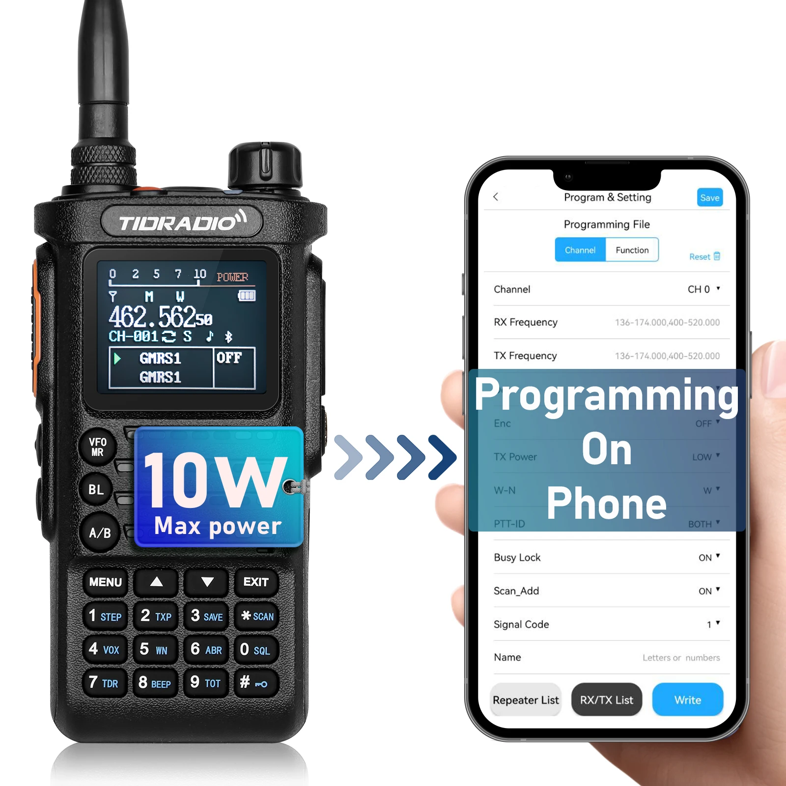 TIDRADIO TD-H8 10W Professional Walkie Talkie Portable long range Radio Wireless connection phone programmable Commutator