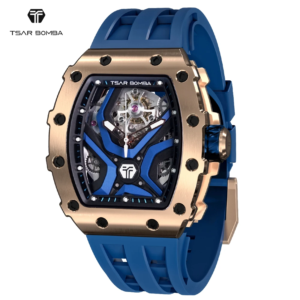 TSAR BOMBA Mechanical Automatic Watches for Men Luxury Sapphire Mens Wristwatch Sapphire Stainless Steel Waterproof Clock