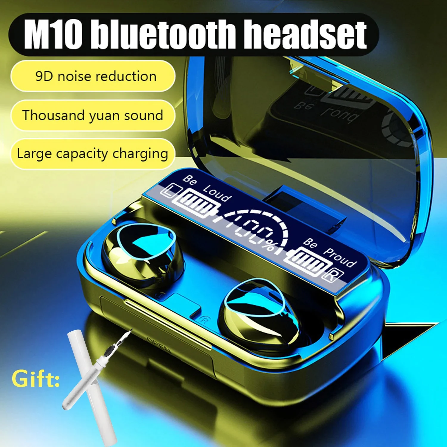 TWS M10 Wireless Bluetooth Headphones LED Display 3500mah Charging Box 9D Stereo In-Ear Sports Waterproof Bluetooth 5.1 Headset