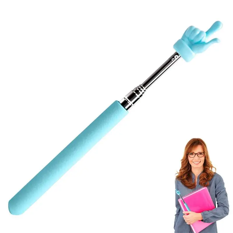 Teachers Pointer Mini Hand Pointers Finger Pointer Stick Metal Hand Retractable Pointer Extended Length 21.7 Inch Handheld