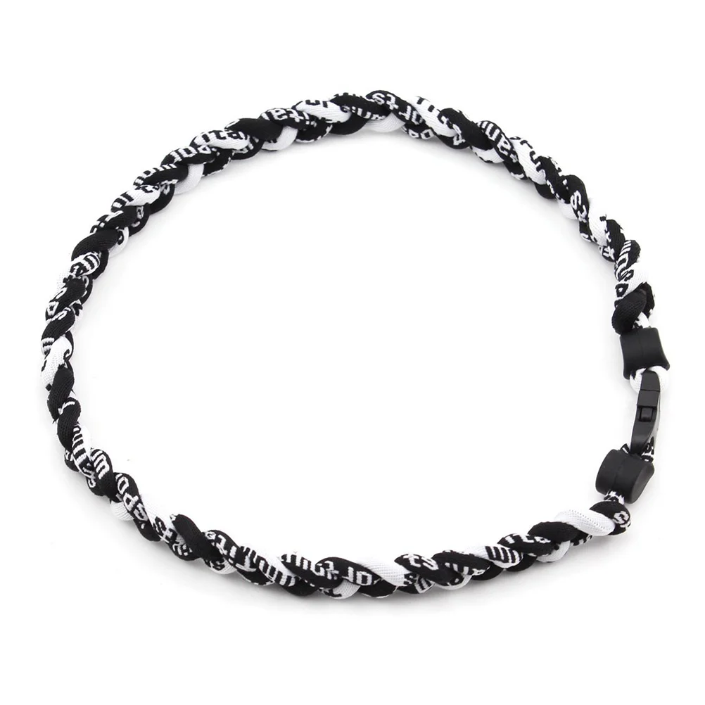 Titanium Ionic Braided Sports Necklace for Baseball / Softball / Soccer (Black)