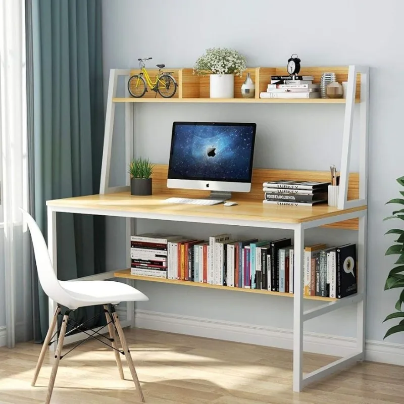 Tribesigns Computer Desk with Hutch, 47 inches Home Office Desk with Space Saving Design with Bookshelf