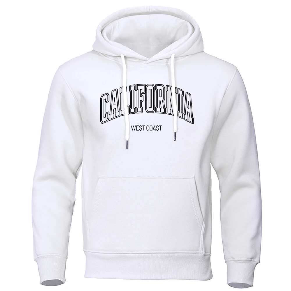 U.S.A California West Coast Letter Print Male Hoodie Loose Oversized Hooded Fashion Breathable Sweatshirts Hip Hop Street Coats